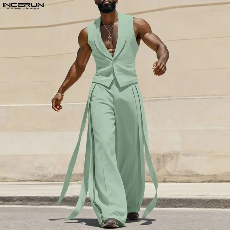 Men'S Fashion - INCERUN Men Sets Solid Color V