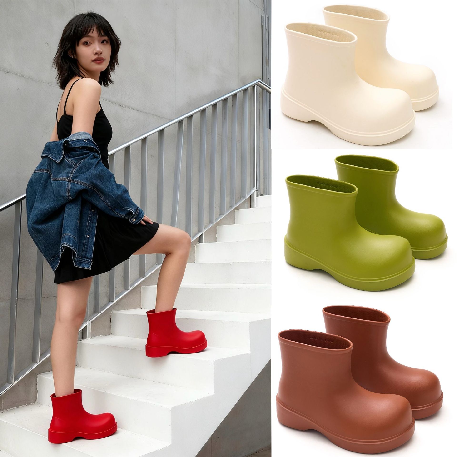 Men'S Fashion Hiking Boots - Korean rain boots 2025 women's short