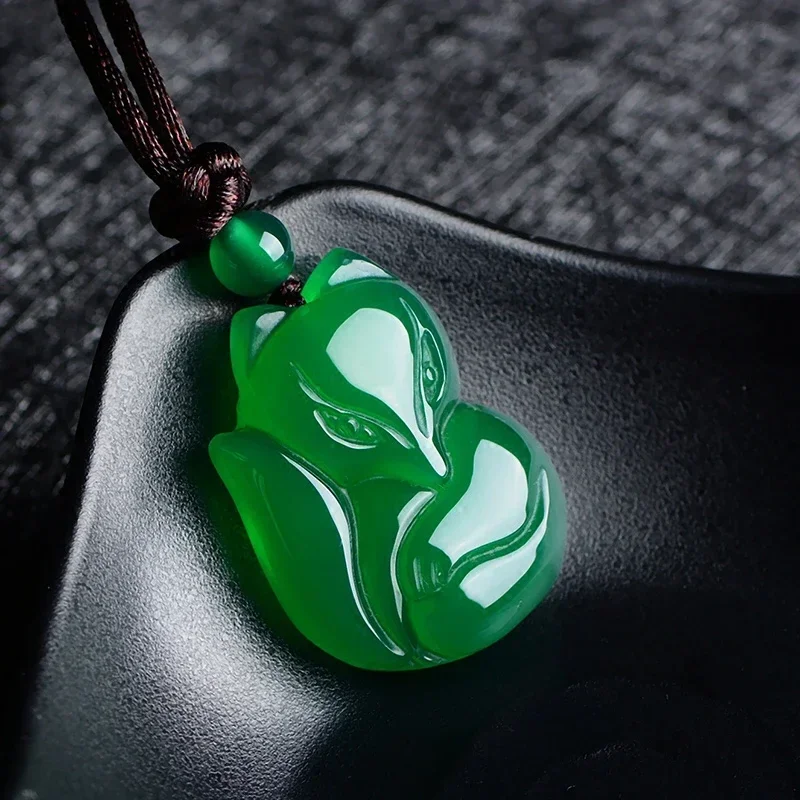 Men'S Fashion - Jade Fox Necklace Pendant Natural Green