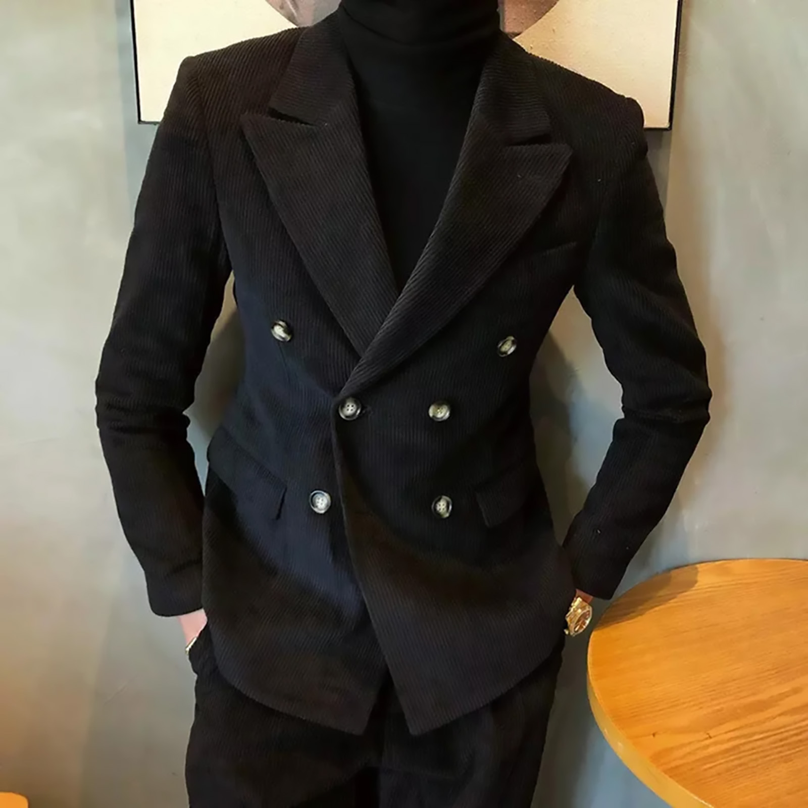 Corduroy Jacket Men - Corduroy Casual Peaked Lapel Suits for