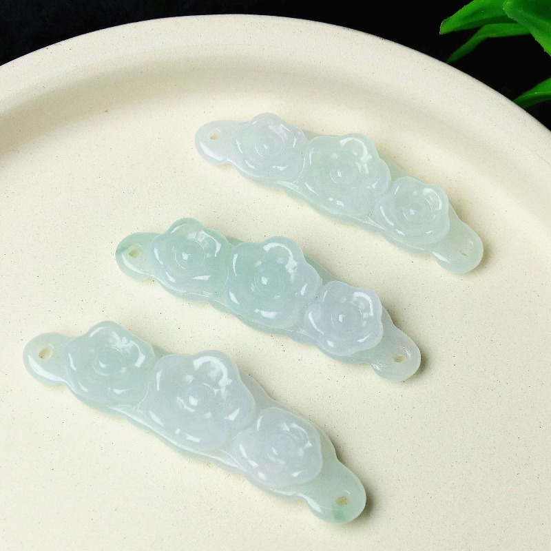 Men'S Fashion - 1pc Natural Jadeite Emerald Flower Hand