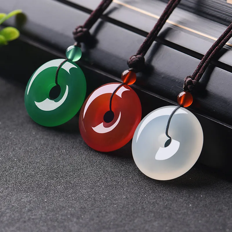 Men'S Fashion - Natural Multicolor Jade Doughnut Pendant Agate