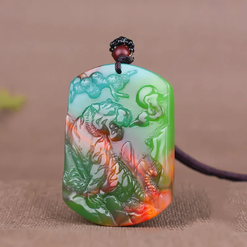 Men'S Fashion - Chinese Natural Colour Jade Tiger Pendant