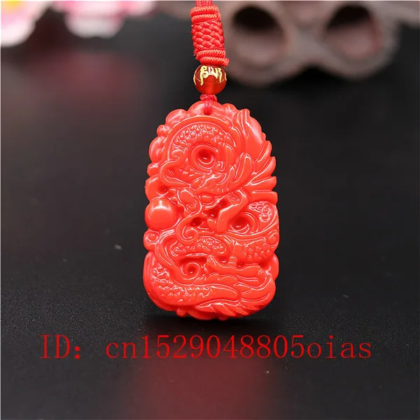 Men'S Fashion - Natural Red Coral Jade Stone Dragon