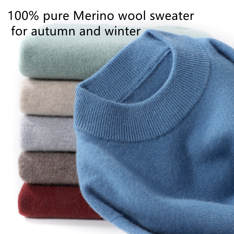 Knitted Cardigan Men - 100% Pure Merino Wool Men's Semi