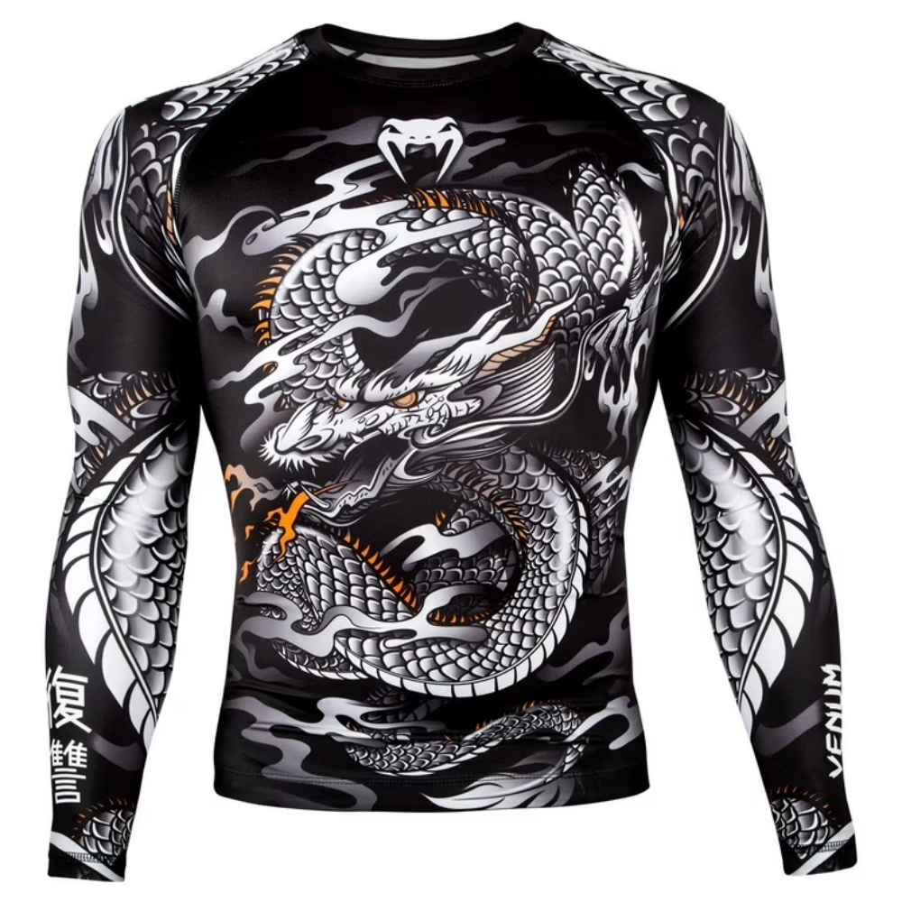 Dragon Pattern Long Sleeve Com - Compression Shirt Workout review and price