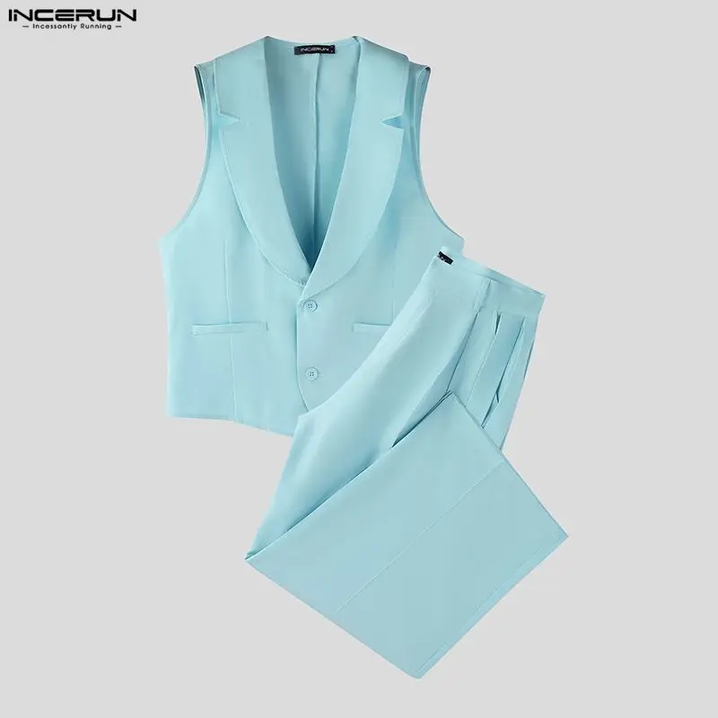 INCERUN Men Sets Solid Color V - Men'S Fashion review and price