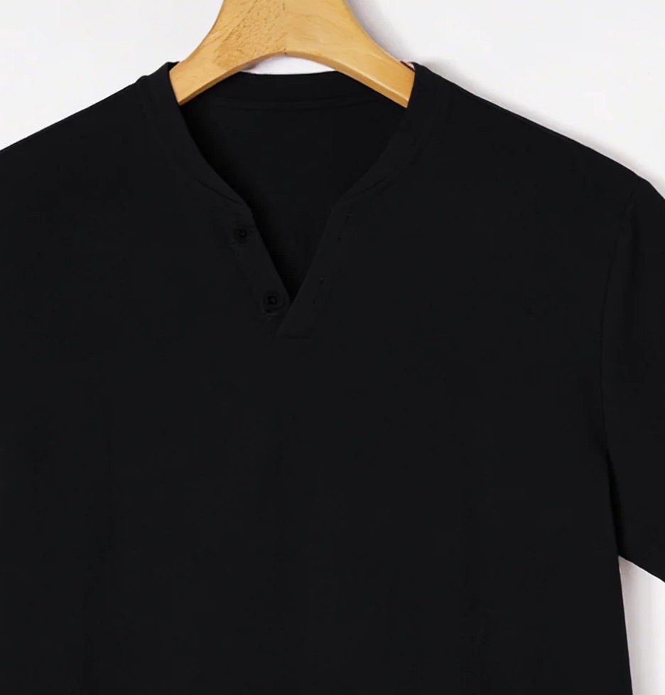 Elegant Black Henley Short-Sle - Men'S Fashion Undershirt review and price