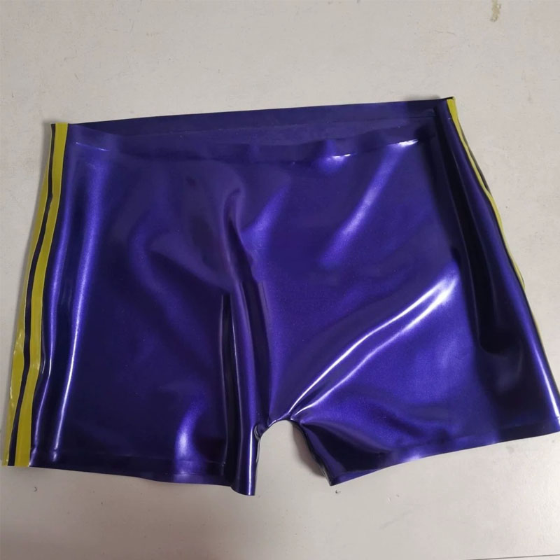 Men Metallic Purple Blue Latex - Swim Trunk Shorts review and price