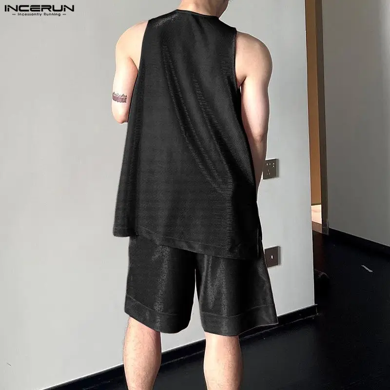 INCERUN Men's Sets Shiny Solid - Men'S Fashion review and price