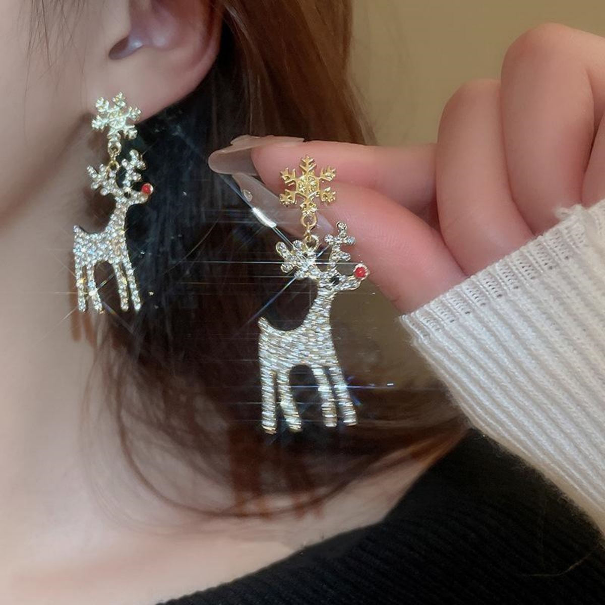 Xmas Holiday Deer Drop Earring - Mens Xmas Fashion review and price