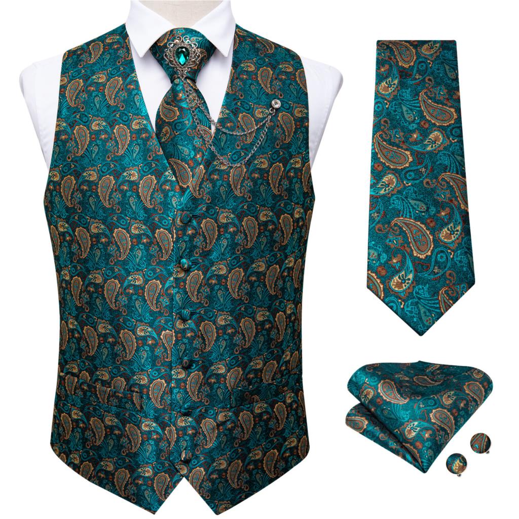 New Teal Green Paisley Formal  - Formal Waistcoat Vest review and price